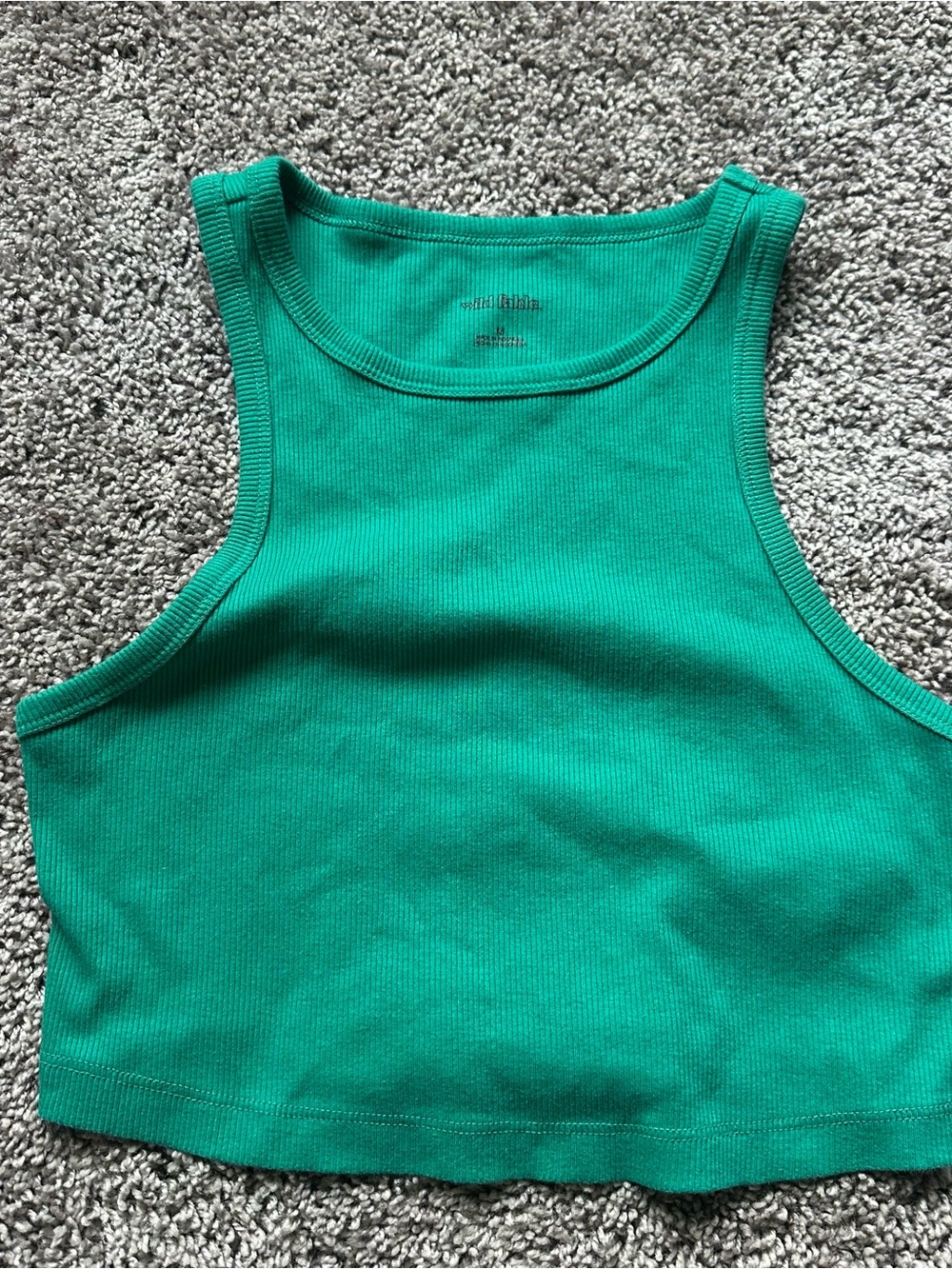 wild fable Emerald Green Ribbed Crop Tank Top